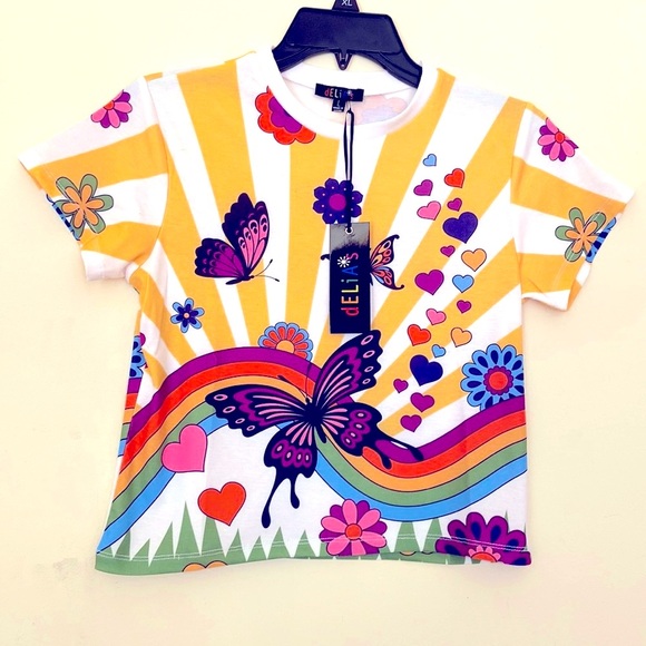 Dolls Kill Tops - 🏷️ BNWT *dELiA*s x Dolls Kill XL 90’s Style Striped Crop~🌈🦋💕💙